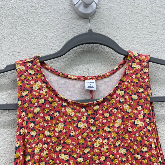 Old Navy Coral Floral Sleeveless Knit Swing Tank Dress Womens size Small NEW - Picture 2 of 8